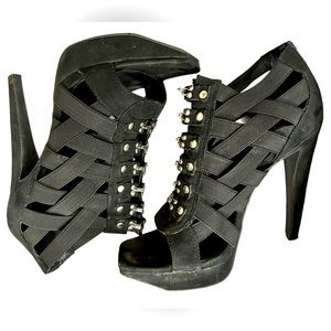 Jessica Simpson Satino Black Elastic Platform Sandals